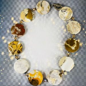 Beautiful natural stone coin bead choker necklace